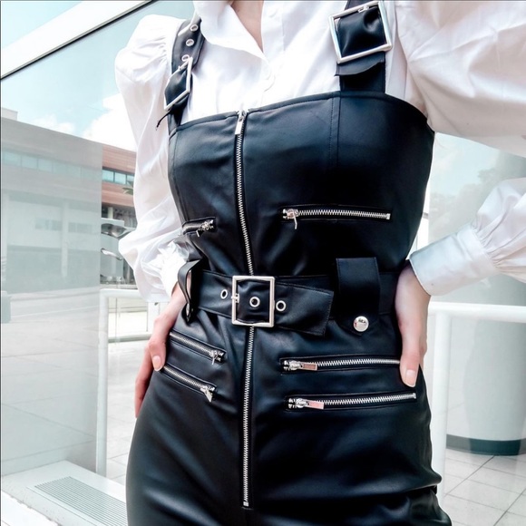 WeWoreWhat Vegan Leather Overalls - Picture 13 of 14